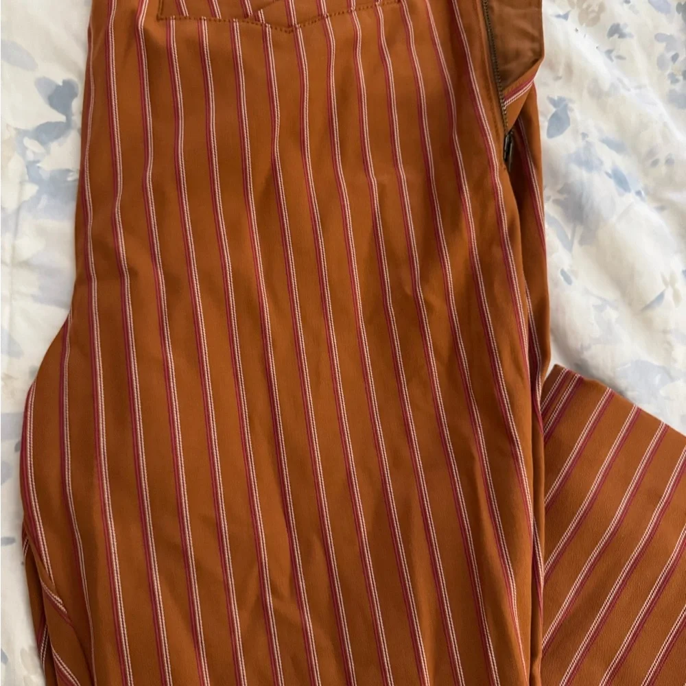 Anthropologie Essential Slim Trouser in Mango Stripe - Size 14 - Picture 2 of 6